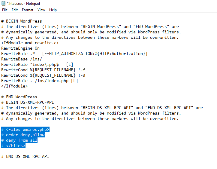 Enable Xmlrpc php in htaccess